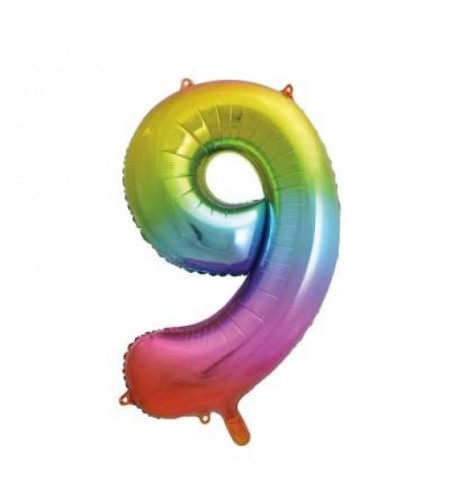 BALÃO RAINBOW NUMERO 9