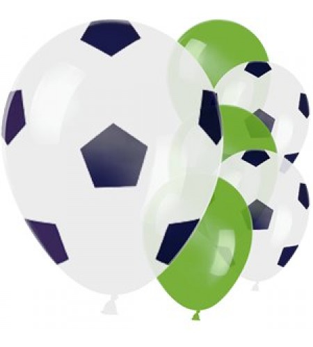 BALÃO LATEX BRANCO E VERDE FUTEBOL 11"