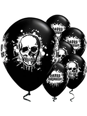 BALÕES LATEX HALLOWEEN CAVEIRAS 11" 6 uni