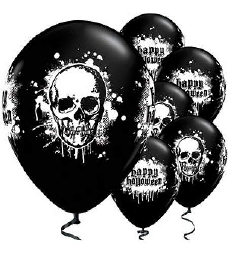 BALÕES LATEX HALLOWEEN CAVEIRAS 11" 6 uni