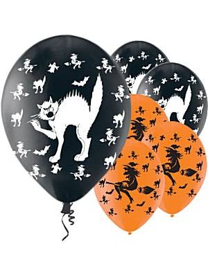 BALÕES LATEX HALLOWEEN GATOS 11" 6 uni